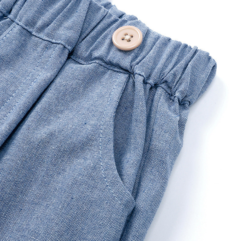 Boys Gentleman Bow Tie Backstrap Shorts Set