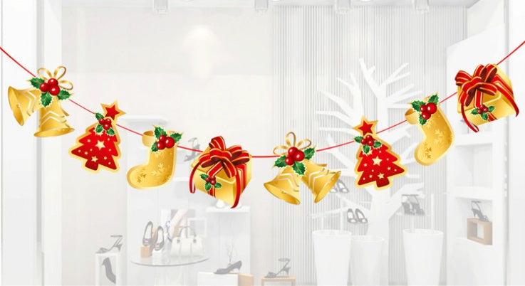 Bandera colgante de dibujos animados con adorno navideño