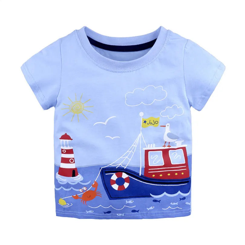 Children's t-shirt round neck print short sleeve - Enfance-Heureuse
