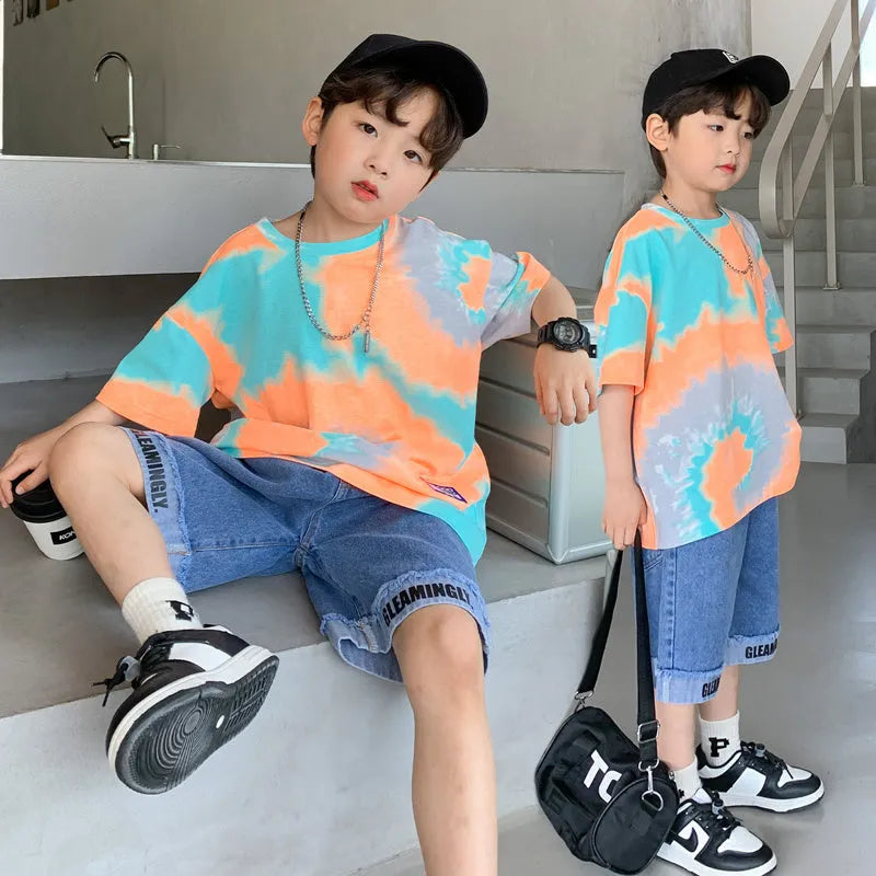 Summer Boys Casual T-Shirt Shorts Set - Enfance-Heureuse