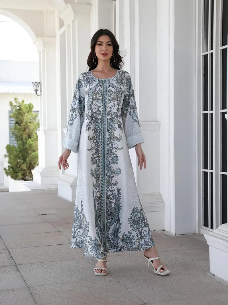 Women's Printed Long Sleeved Robe Dress - Soft And Elastic - Enfance-Heureuse