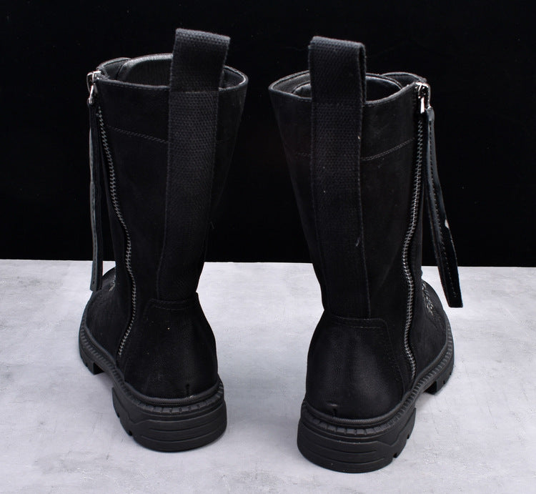 Martin Boots Round Toe Middle Tube Leather Boots Men's Cowboy Boot - Enfance-Heureuse