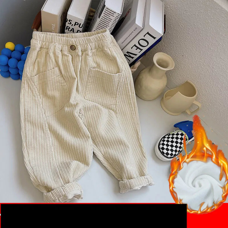 Children's Trousers Autumn And Winter Cotton Corduroy Trousers - Enfance-Heureuse