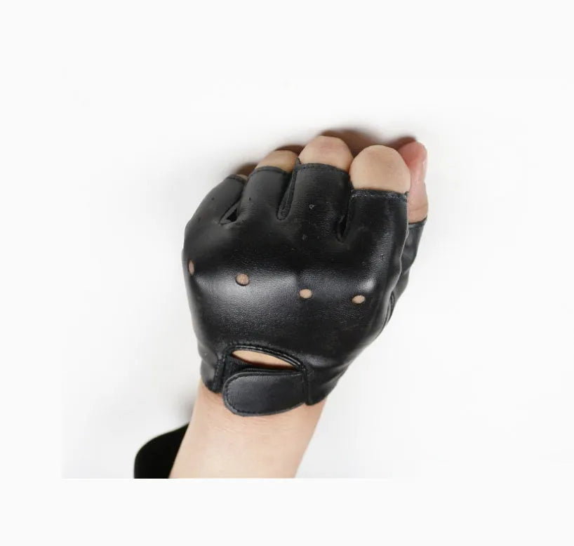 Leather Outdoor Children's Half-finger Gloves - Enfance-Heureuse