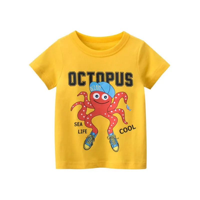 27kids Brand Children's Clothing Korean Children's Short-Sleeved T-shirt Wholesale Summer New Boys' Tops For One Generation - Enfance-Heureuse