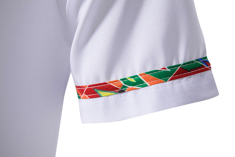 Men's Short-sleeved Shirt Multicolor Printing Round Neck - Enfance-Heureuse