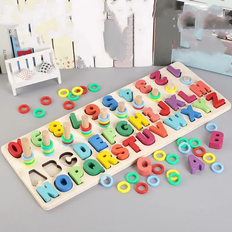 Wooden three-in-one color digital shape logarithmic board - Enfance-Heureuse