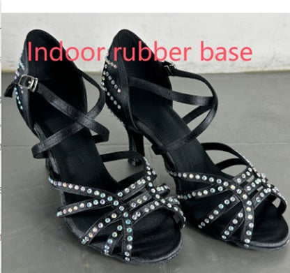 Zapatos de baile latino de diamante para mujer, zapatos de baile de tacón alto
