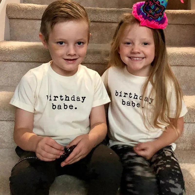 New Children's Baby Half-sleeve Magenta Letter Birthday Print Tops - Enfance-Heureuse