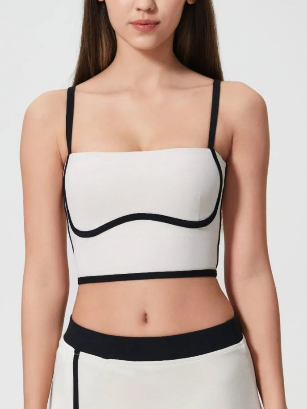Millennia Contrast Trim Square Neck Active Cami with Detachable Chest Pads - Enfance-Heureuse
