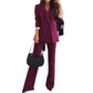 Women's Suit Lapel Leisure Commute Solid Color Two-piece Suit - Enfance-Heureuse