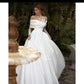 Raglan Sleeve Long Sleeve White Tutu Skirt Satin Wedding Dress - Enfance-Heureuse
