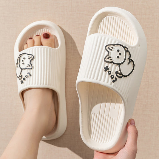 Cute Cat Slippers Summer Women Home Shoes Bath Thick Platform Non-Slip Slides Indoor Outdoor - Enfance-Heureuse