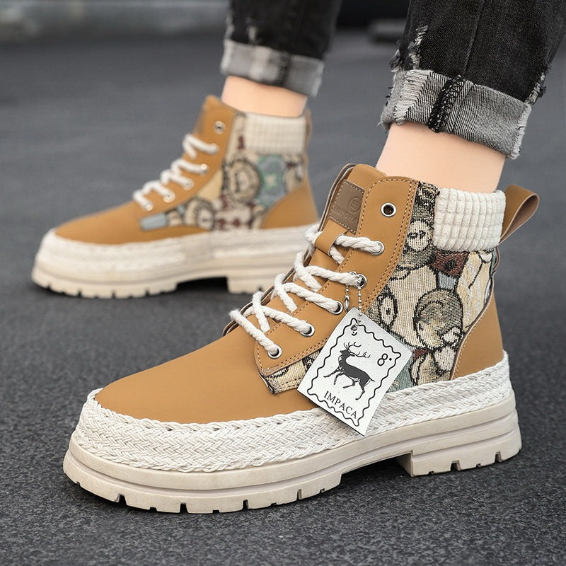 Men's Casual All-match Worker Boot High-top Shoes - Enfance-Heureuse