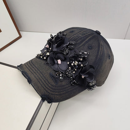 Gorra de visera ligera y lujosa con protección solar y lentejuelas de colores