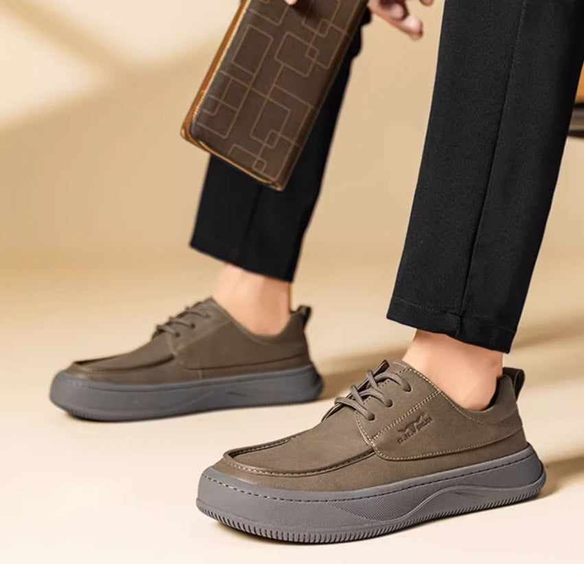 British Retro Brown Big Toe Casual Leather Shoes