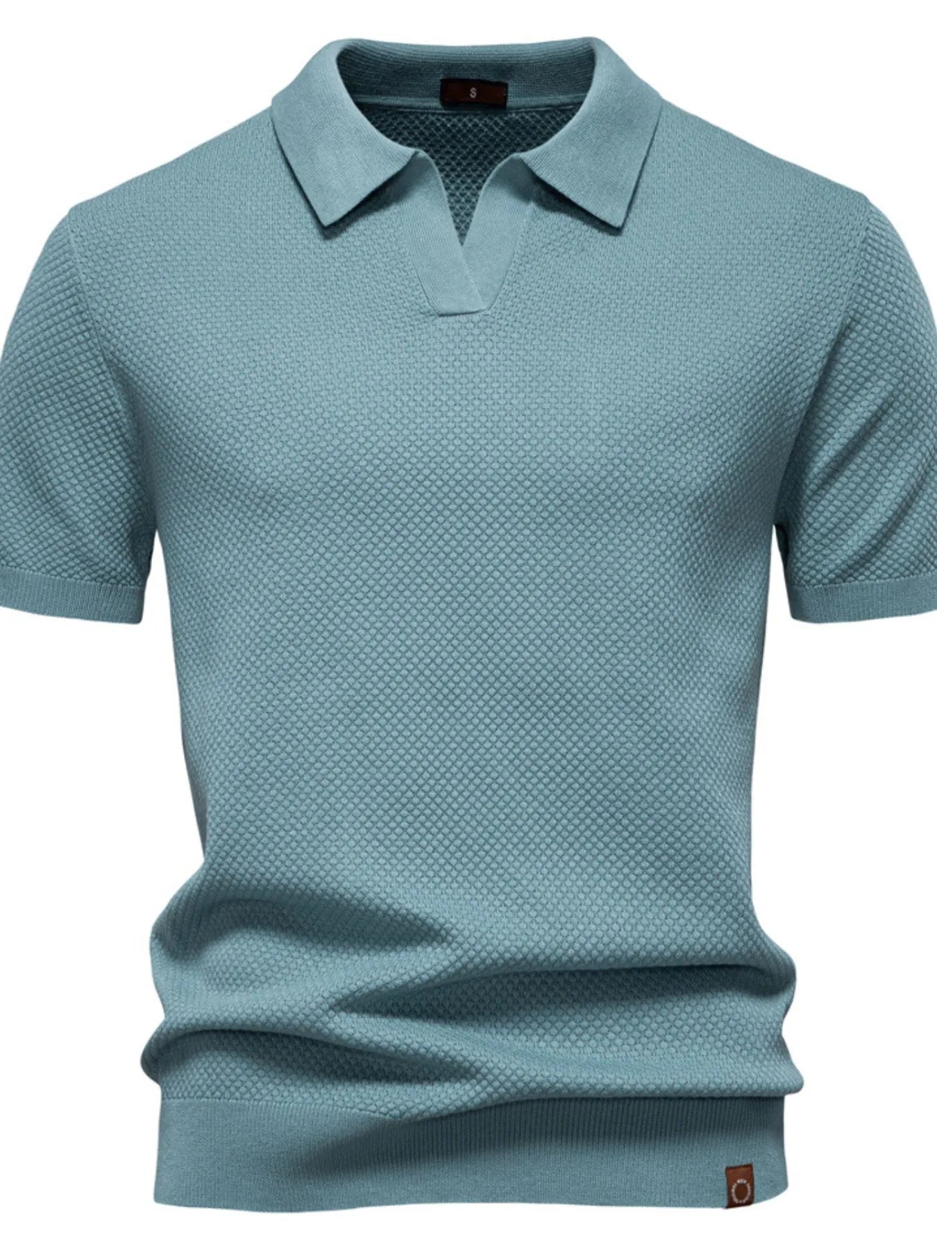 Men's Classic Textured Short Sleeve Polo Shirt - Enfance-Heureuse