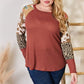 Hailey & Co Full Size Leopard Waffle-Knit Blouse - Enfance-Heureuse