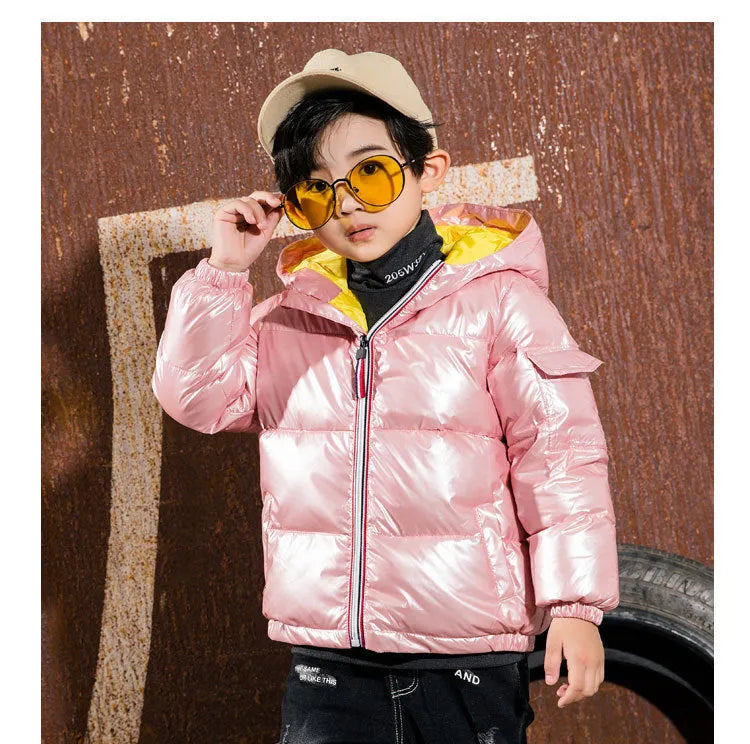 Children's shiny down jacket winter down jacket - Enfance-Heureuse