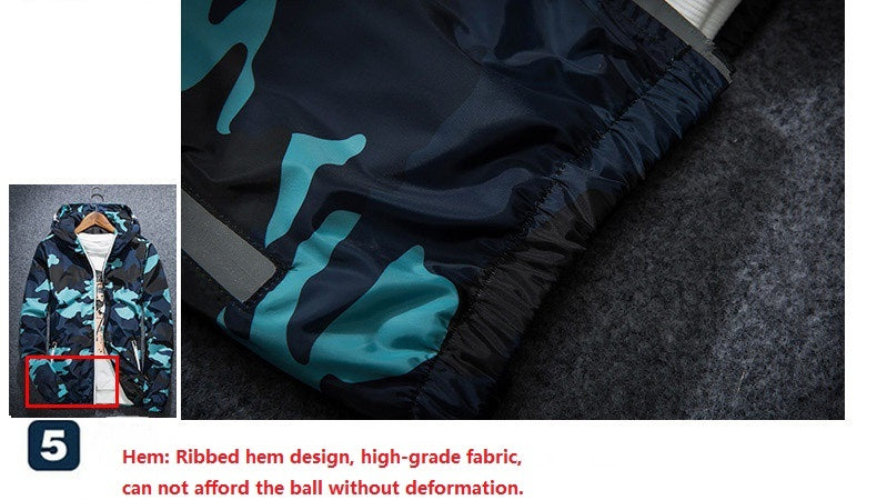 Chaqueta Covrlge para hombre, de moda de primavera, de camuflaje, informal, con capucha y cremallera luminosa, MWJ011