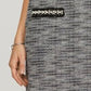 Vestido de tweed de punto con ribete de perlas y manga corta de She + Sky, talla grande
