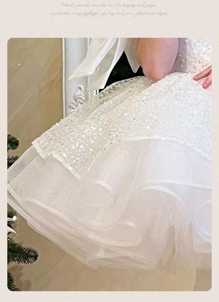 Girls' White Birthday Party Formal Dress Skirt - Enfance-Heureuse