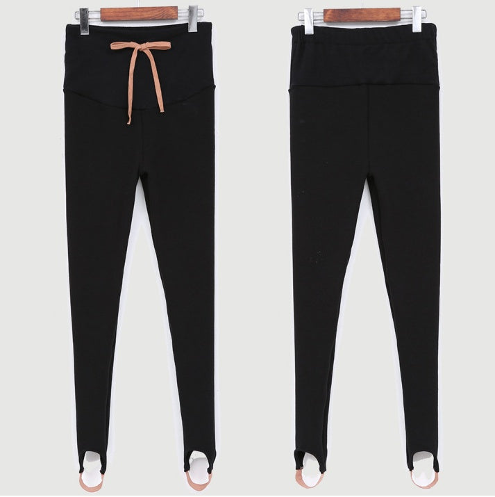 South Korea maternity new winter pregnant women foot leggings and cashmere trousers abdomen supporting feet thick spot - Enfance-Heureuse