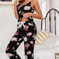 Floral V-Neck Cami and Cropped Pants Lounge Set - Enfance-Heureuse