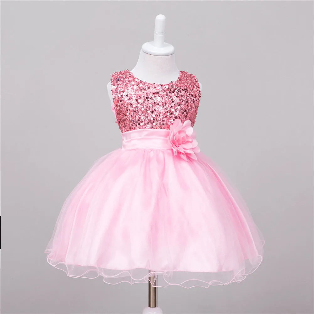 Bébé Lentejuelas Bata Fleur Fille De Mariage Princesse Robe