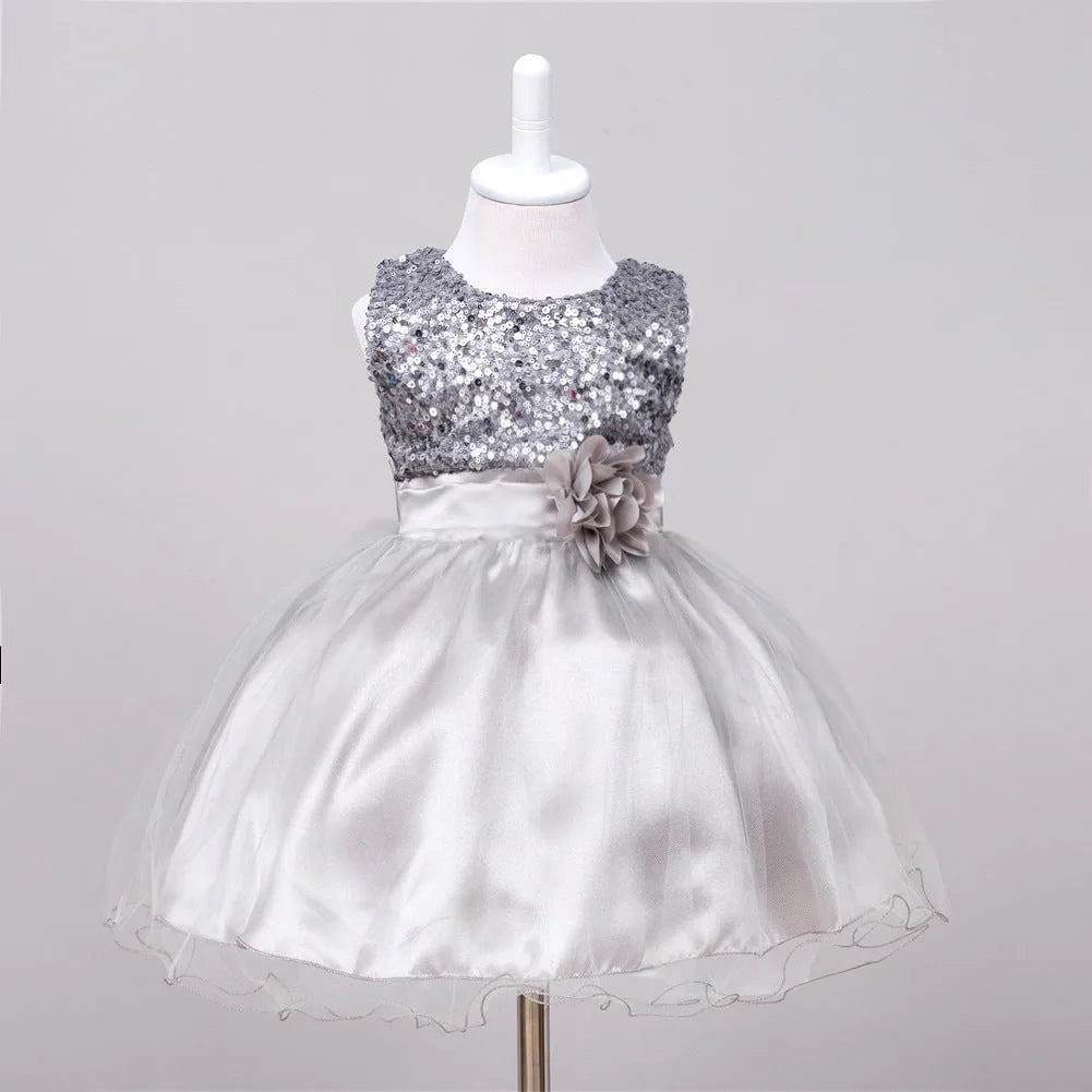 Bébé Lentejuelas Bata Fleur Fille De Mariage Princesse Robe