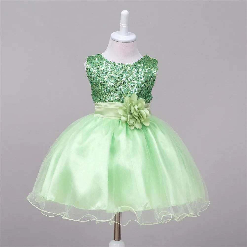 Bébé Lentejuelas Bata Fleur Fille De Mariage Princesse Robe