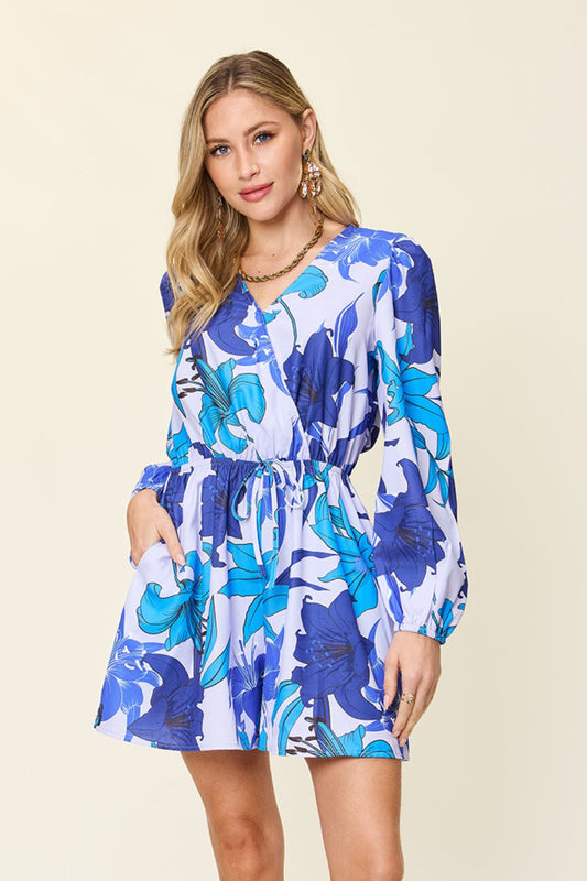 Double Take Full Size Floral Long Sleeve Romper with Pockets - Enfance-Heureuse