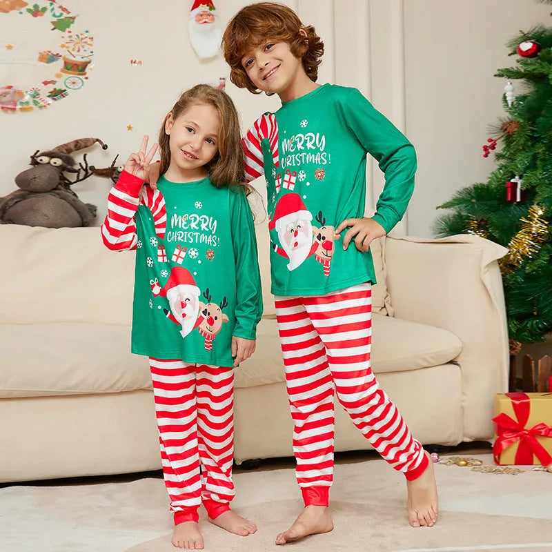 New Cartoon Santa Claus Letter Printing Parent-child Christmas Pajamas Home Wear Suit - Enfance-Heureuse