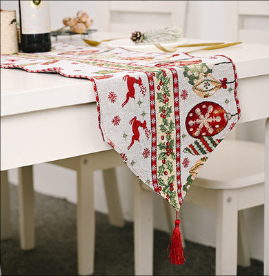 Bandera de mesa de tela tejida para decoraciones navideñas