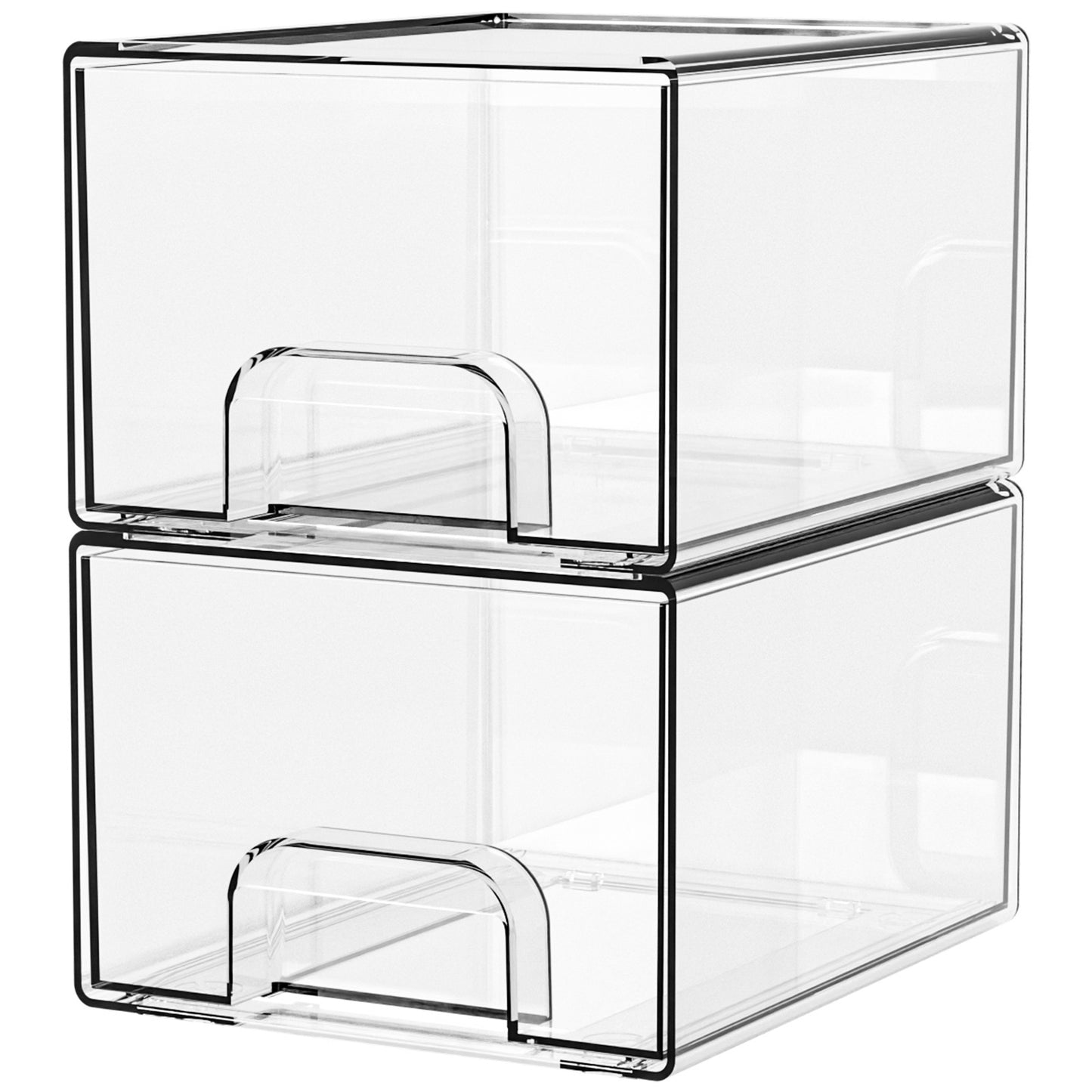 1 2 4 Pack Clear Stackable Storage Drawers, 11.2cm, 4.4in Tall Acrylic Bathroom Makeup Organizer,Plastic Storage Bins For Vanity, Undersink, Kitchen Cabinets, Pantry, Home Organization - Enfance-Heureuse
