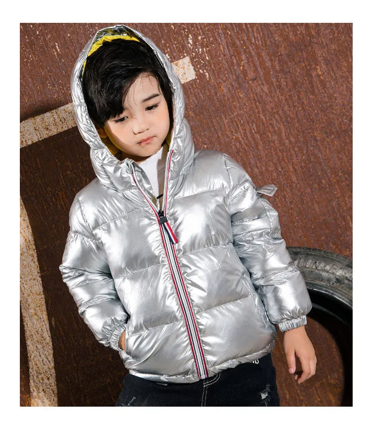 Children's shiny down jacket winter down jacket - Enfance-Heureuse