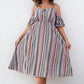 Plus Size Striped Cold-Shoulder Dress - Enfance-Heureuse