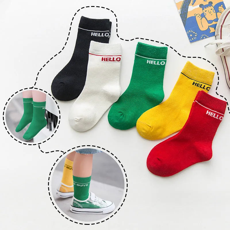 Package post autumn and winter children's socks sports socks 5 pairs - Enfance-Heureuse