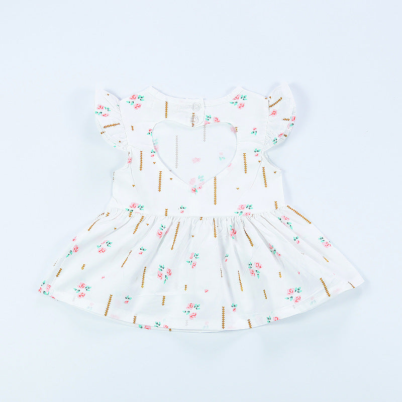 Baby Love Lvkong Dress Female Baby Fly Sleeve Flower Print Dress Cotton Children New Kids Clothing - Enfance-Heureuse