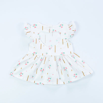 Vestido Baby Love Lvkong para bebé, vestido de algodón con estampado floral y mangas abullonadas para niña, ropa nueva para niña