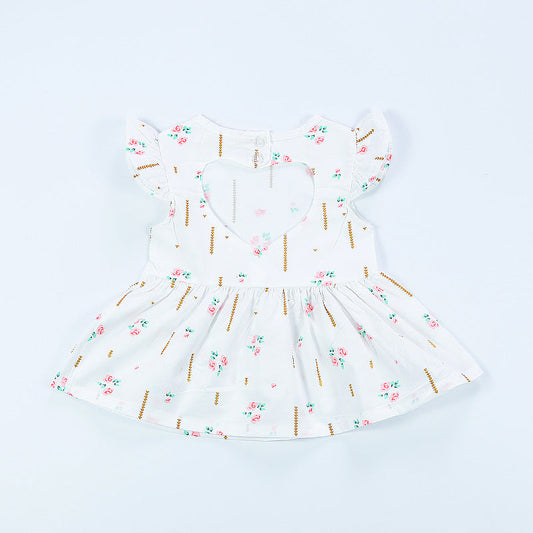 Vestido Baby Love Lvkong para bebé, vestido de algodón con estampado floral y mangas abullonadas para niña, ropa nueva para niña