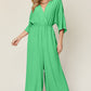 Double Take Full Size Surplice Wide Leg Jumpsuit with Pockets - Enfance-Heureuse