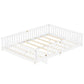 Queen Size Bed Floor Bed With Safety Guardrails And Door For Kids, White - Enfance-Heureuse