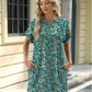 Loose Crew Neck Short Sleeve Printed Pocket Dress - Enfance-Heureuse