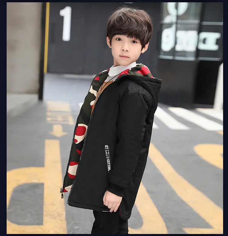 Camouflage thickened plus velvet windbreaker tide - Enfance-Heureuse