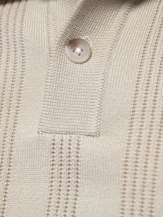 Men's Collared Neck Short Sleeve Knit Polo - Enfance-Heureuse