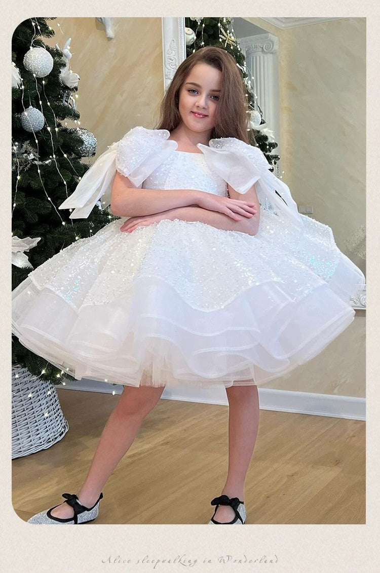 Girls' White Birthday Party Formal Dress Skirt - Enfance-Heureuse