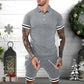 Mens Short Sets 2 Piece Outfits Polo Shirt Fashion Summer Tracksuits Casual Set Short Sleeve And Shorts Set For Men - Enfance-Heureuse