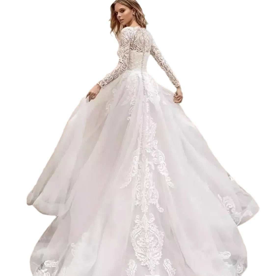 Long Sleeve Exquisite Wedding Dress - Enfance-Heureuse