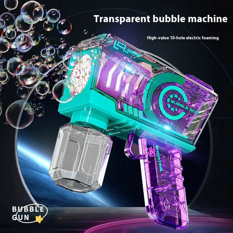 Bubble Gun Mechanical Transparent Light Automatic Bubble Toy - Enfance-Heureuse